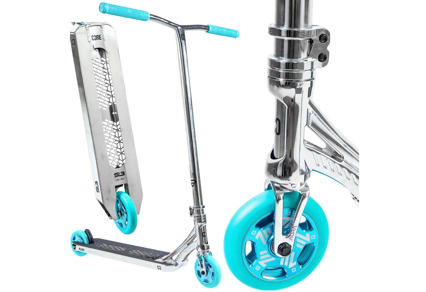 Core Action Sports Stuntscooter CORE SL3 Stunt-Scooter Park H=92,5cm Chrome/Teal Bild 2