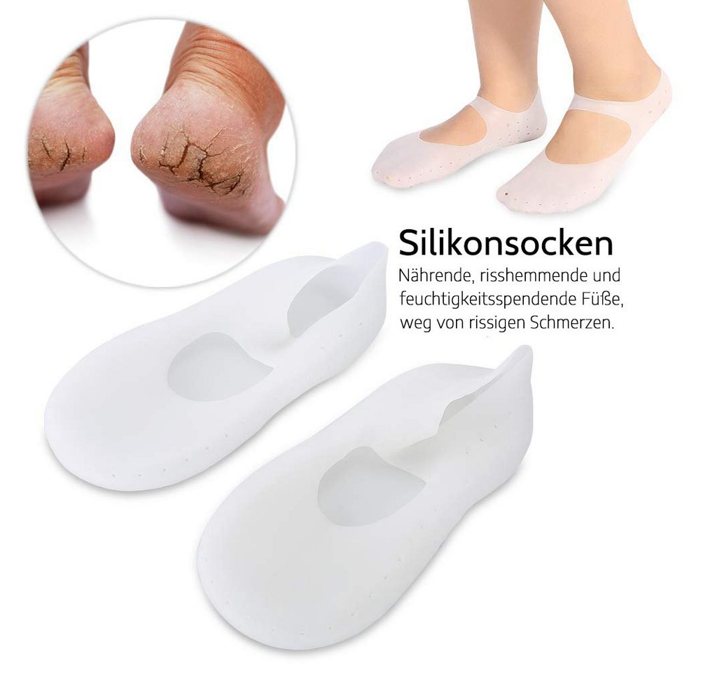 COOL-i ® Funktionssocken Feuchtigkeitsspendende Silikon-Fußsocken – 1 Paar weiche Anti-Riss-Socken zur Pflege trockener & rissiger Fußhaut