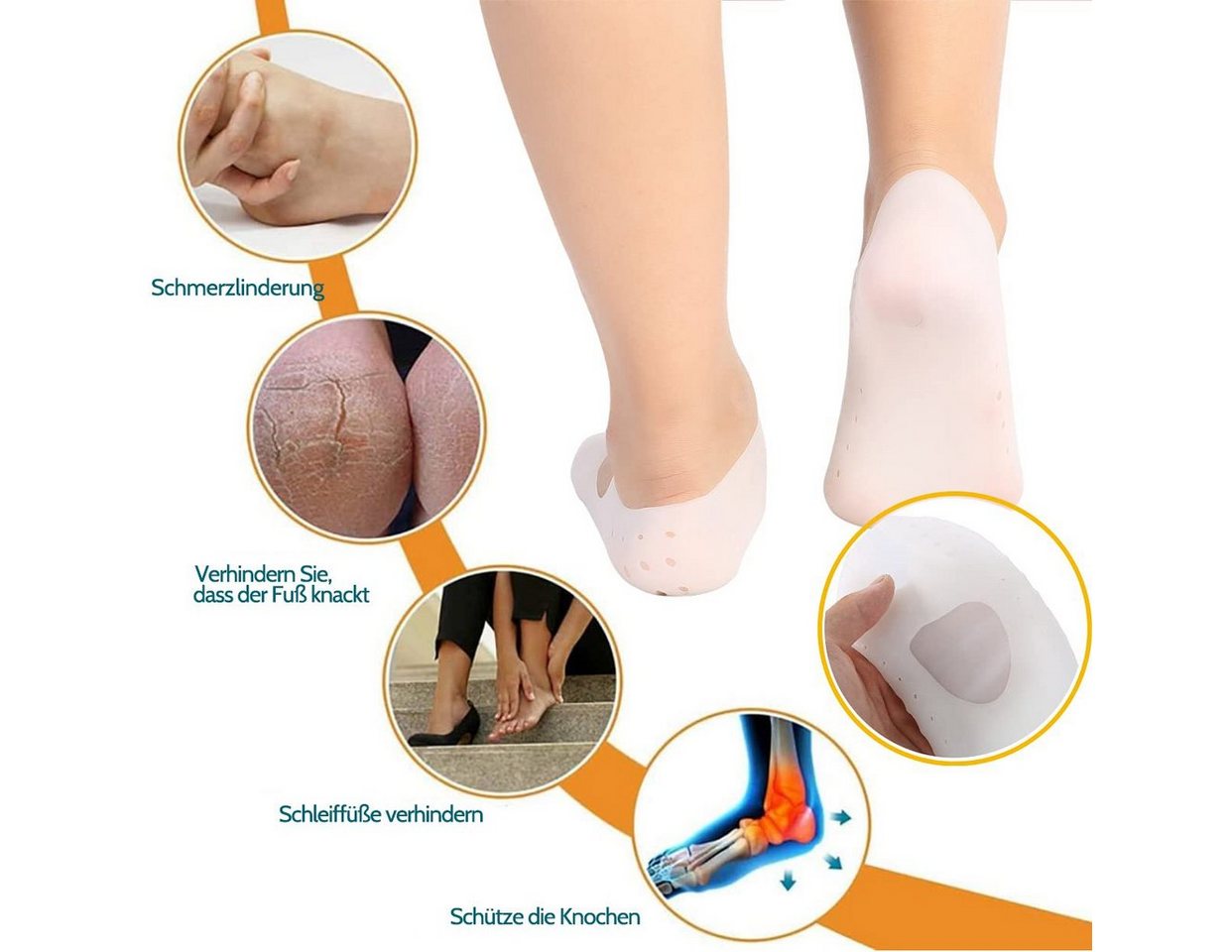 COOL-i ® Funktionssocken Feuchtigkeitsspendende Silikon-Fußsocken – 1 Paar weiche Anti-Riss-Socken zur Pflege trockener & rissiger Fußhaut Bild 2
