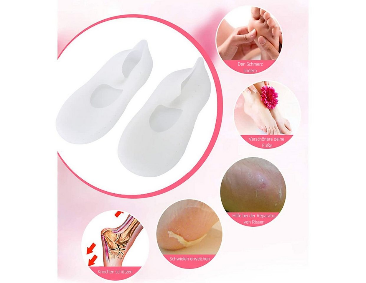 COOL-i ® Funktionssocken Feuchtigkeitsspendende Silikon-Fußsocken – 1 Paar weiche Anti-Riss-Socken zur Pflege trockener & rissiger Fußhaut Bild 4