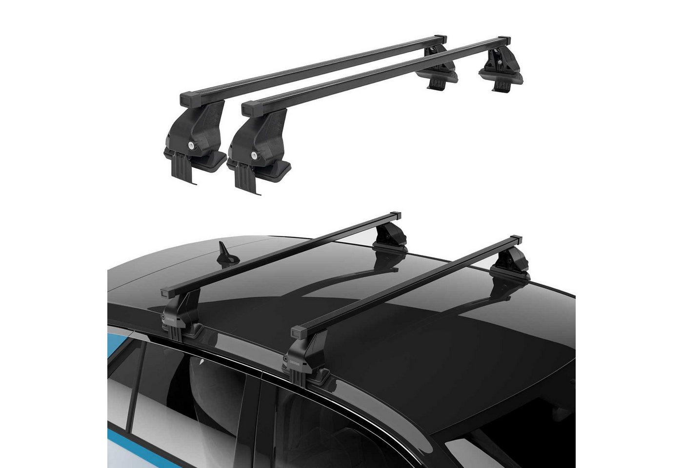 OMAC Dachträger Dachträger für Peugeot 5008 II 2020-2024 FL Stahl Schwarz 2x (2-St), Wasserbeständig,Abnehmbar,Multifunktional,Leichtgewichtig Bild 3