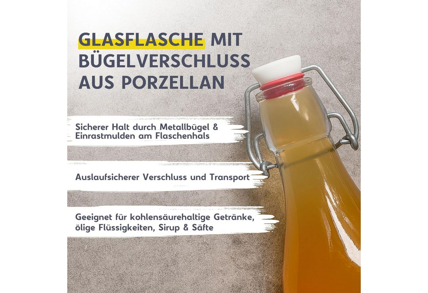 mikken Trinkflasche XXL Glasflasche 2 L mit Bügelverschluss, 2000 ml Fassungsvermögen Bild 4