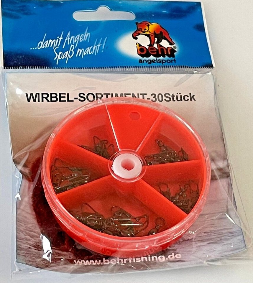 Behr Angelwirbel Doppelwirbel Wirbel mit Karabiner Box mit 30 Stück in Drehdose, (30-St), Stabil
