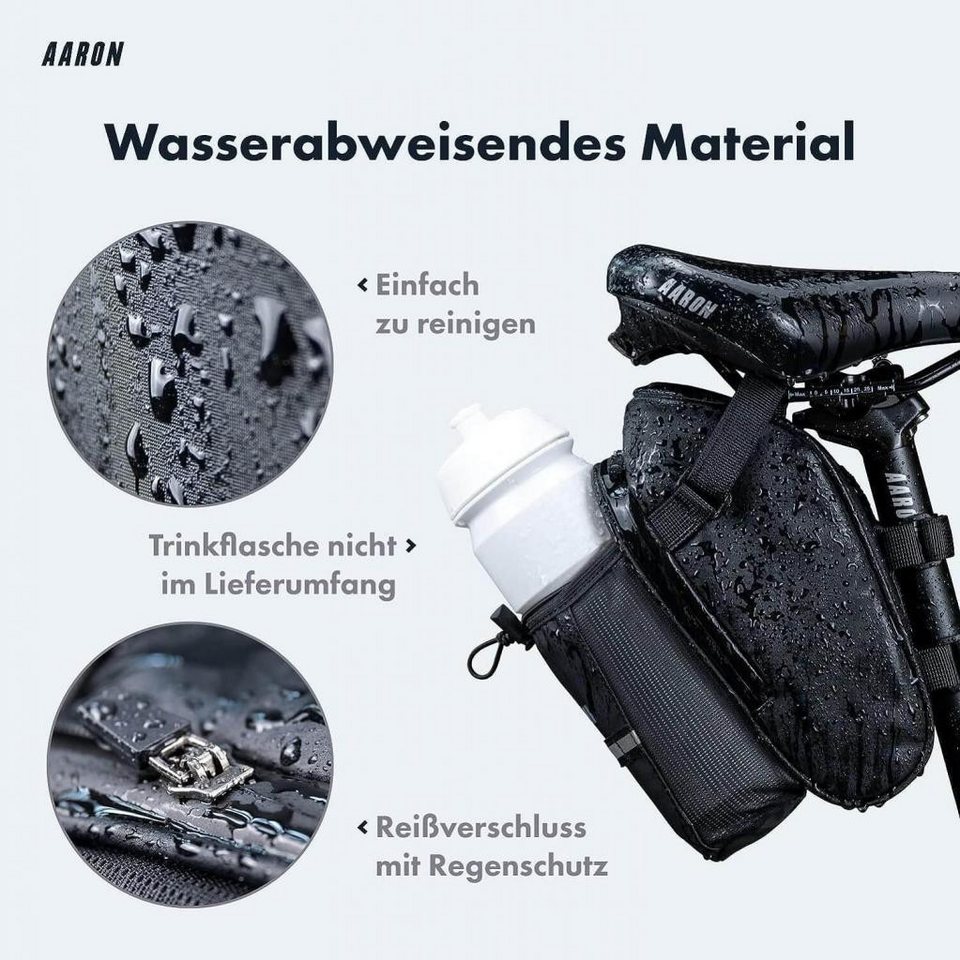 AARON Satteltasche mit Flaschenhalter & Reflektor – wasserabweisende Fahrradtasche