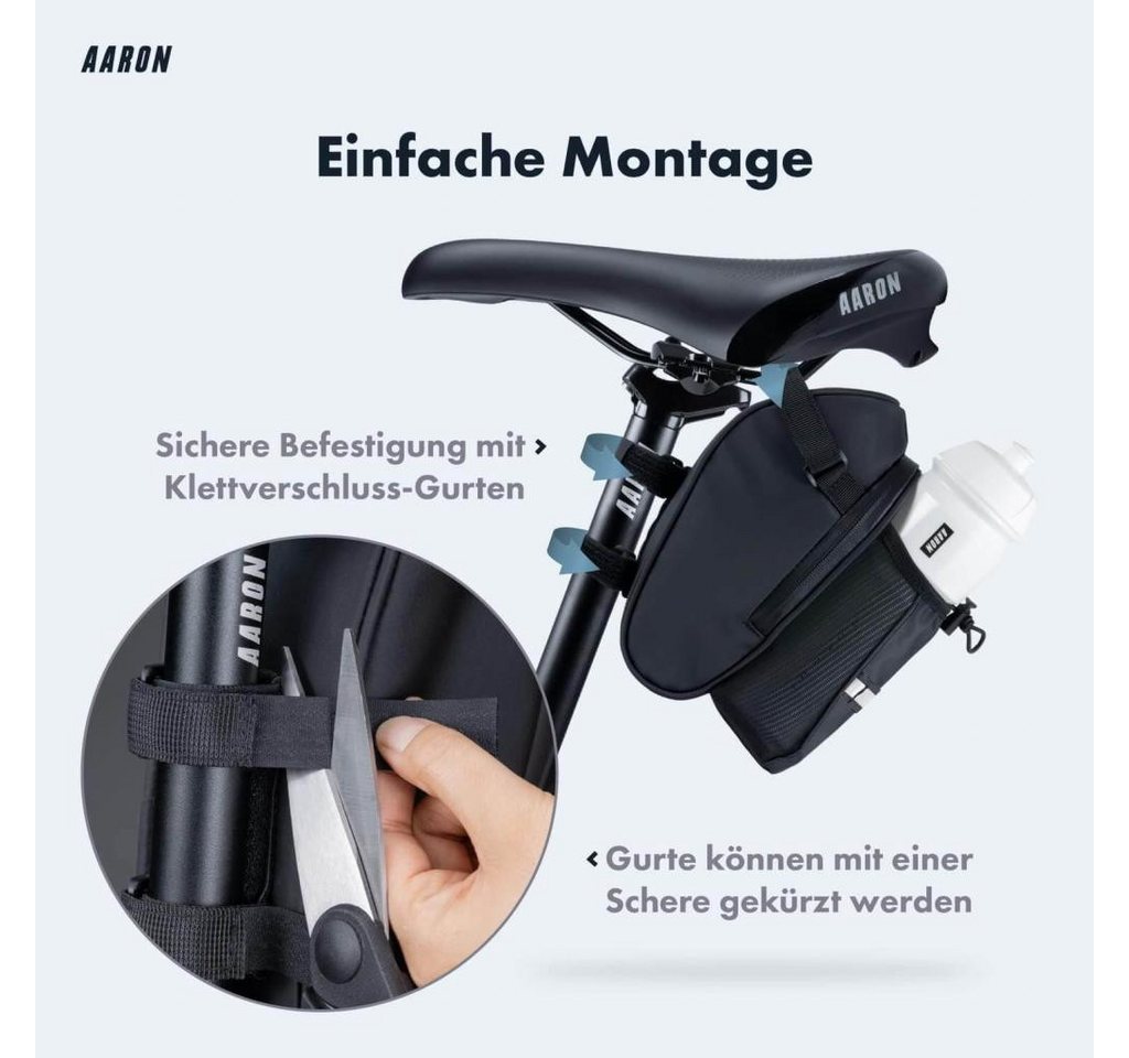 AARON Satteltasche mit Flaschenhalter & Reflektor – wasserabweisende Fahrradtasche Bild 4