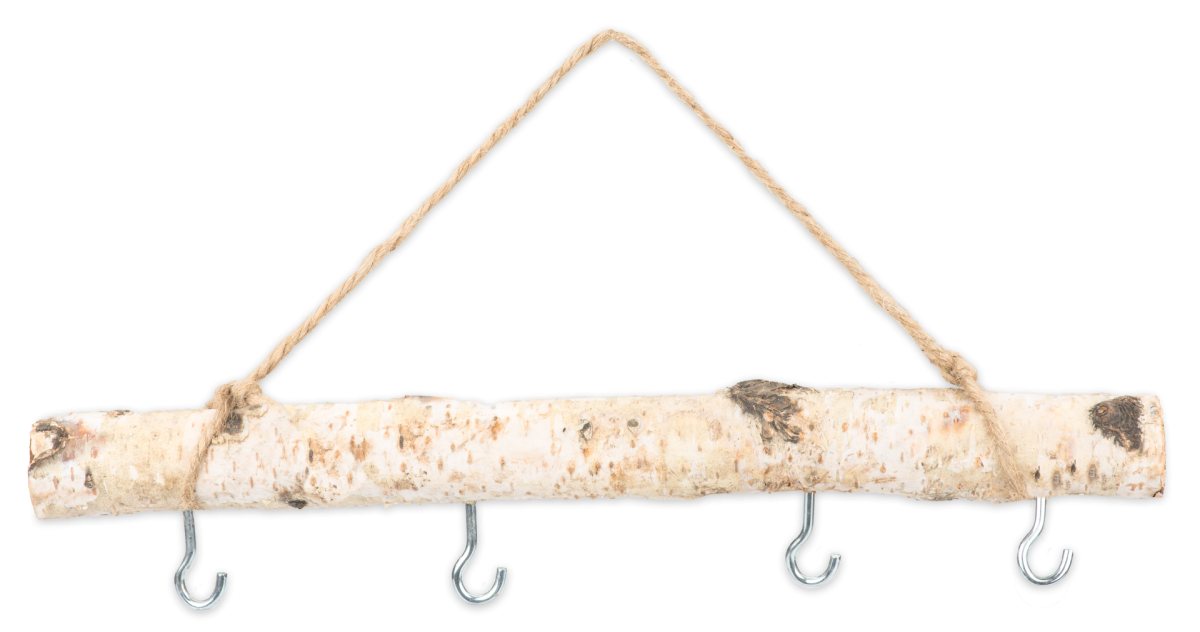 NaDeco Bastelnaturmaterial Birkenzweig ca. 30cm mit 4 Haken und Kordel