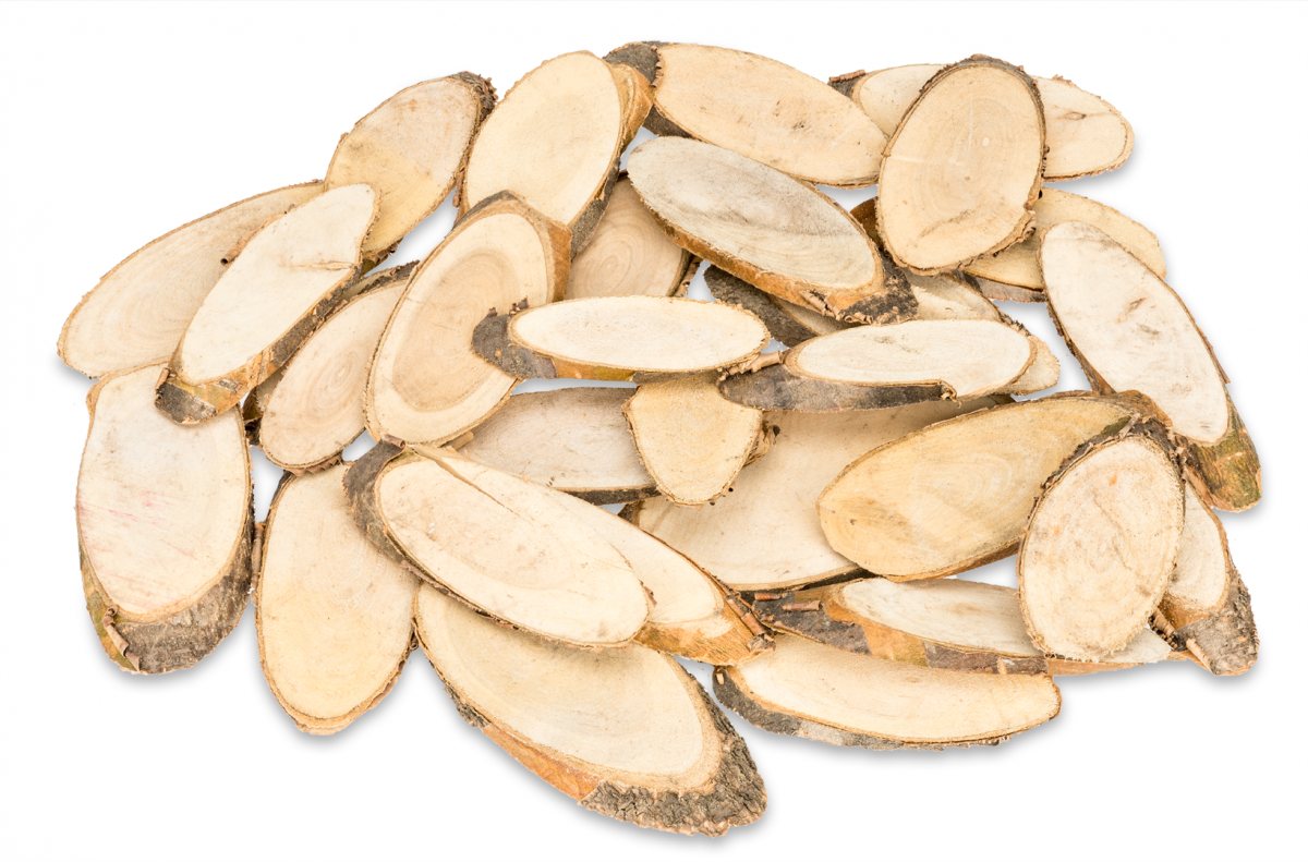NaDeco Bastelnaturmaterial Holzscheiben oval Pinienholz ca.6-10cm 250g