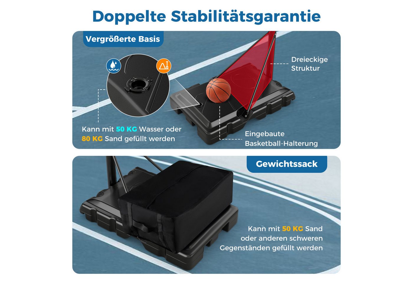COSTWAY Basketballständer, Basketballkorb 149-305cm höhenverstellbar Bild 3