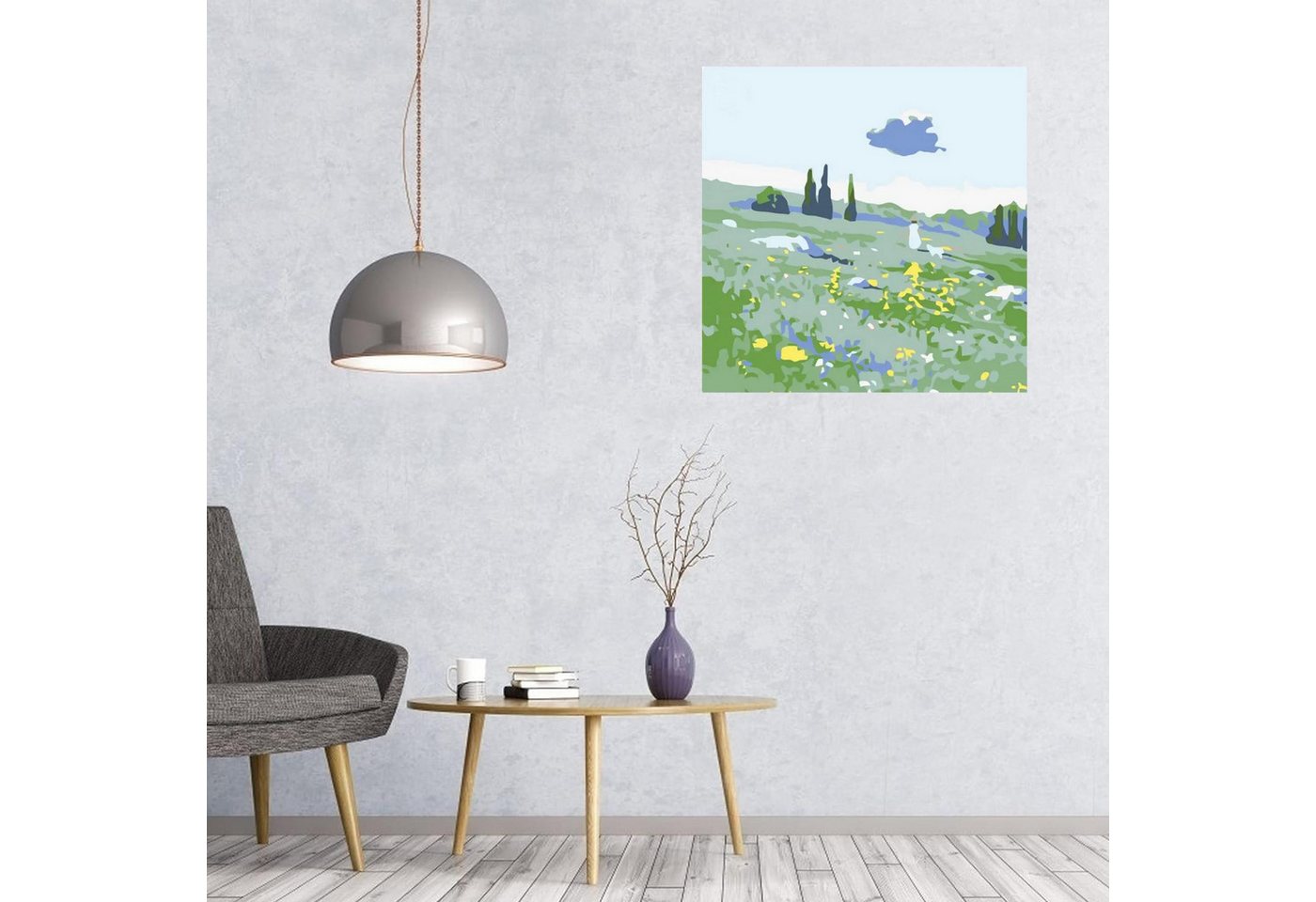 Realb2b Malen nach Zahlen Wiese Malset – Kreatives Malen nach Zahlen mit Rahmen 20x20cm (Komplettes Malset: Kreatives Malen nach Zahlen mit Rahmen und Farben, Malen nach Zahlen Set: Leinwand 20x20cm, Acrylfarben, Pinsel, Rahmen), Wiese Malset: Hochwertige Leinwand 20x20cm mit Acrylfarben & Rahmen Bild 2