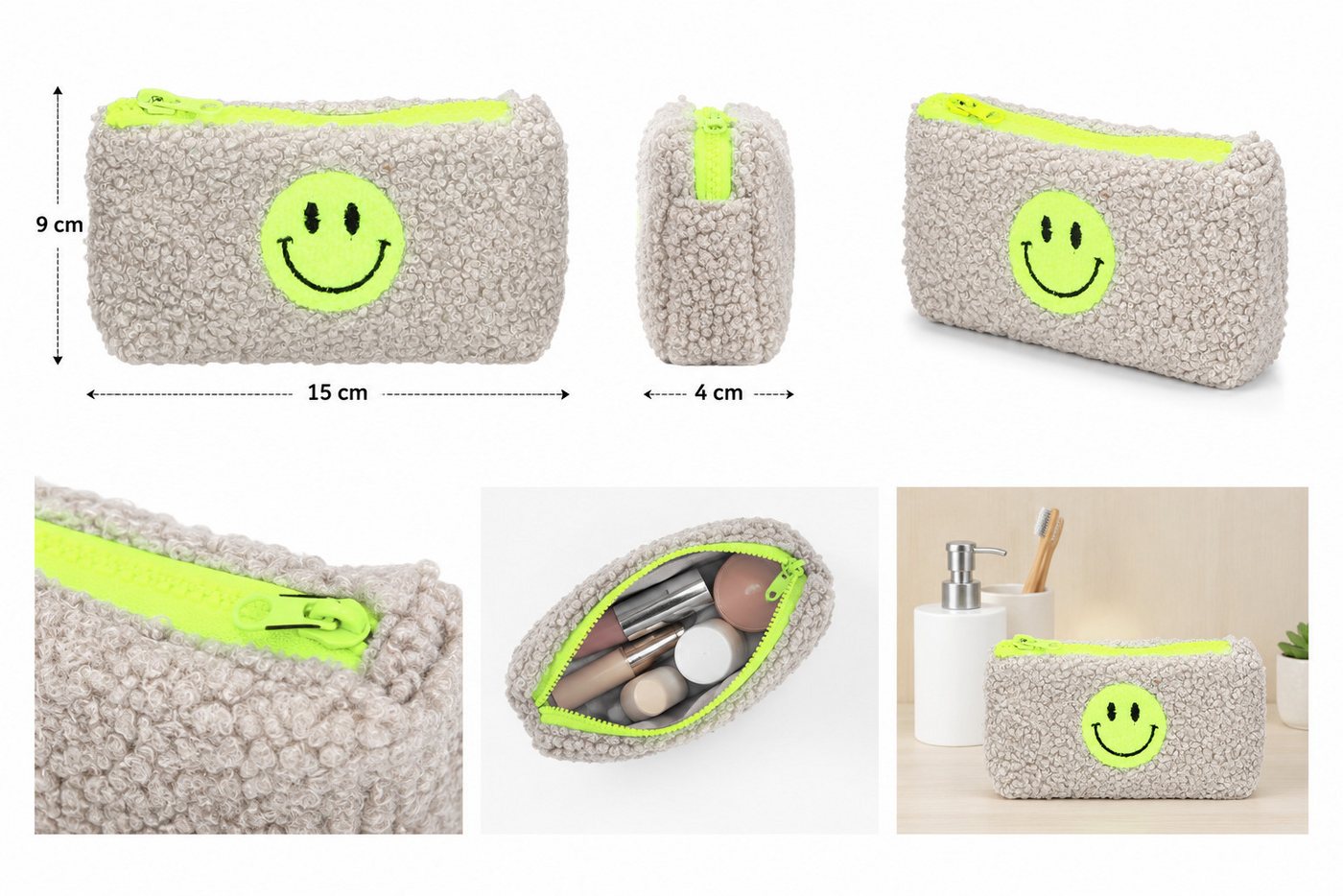 Giftcompany Kulturbeutel Giftcompany - Kleine Kosmetiktasche Etui "Smile" 15x9x4cm Teddy Beige Bild 3