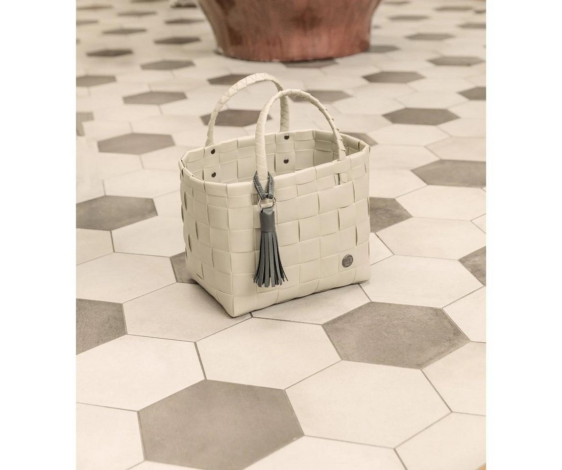 Handed By Einkaufskorb Handed By Shopper Paris Mini Pale Grey mit Quaste in Dark Grey