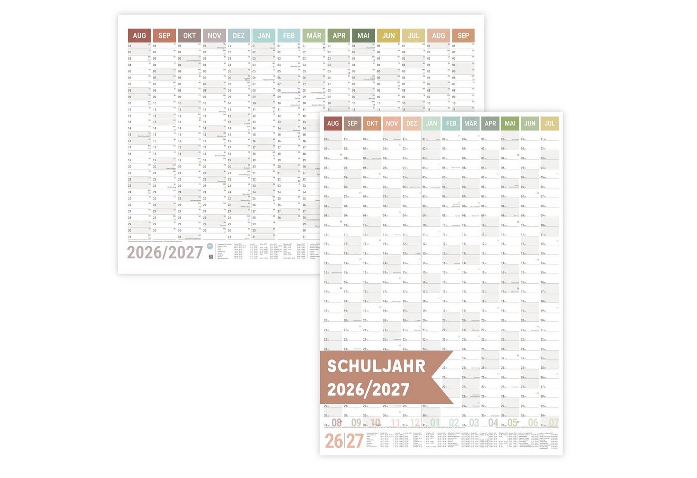heaven+paper Jahresplaner Schuljahresplaner A1 2026/2027 Natural Querformat/Hochformat, Hergestellt in Deutschland Bild 3