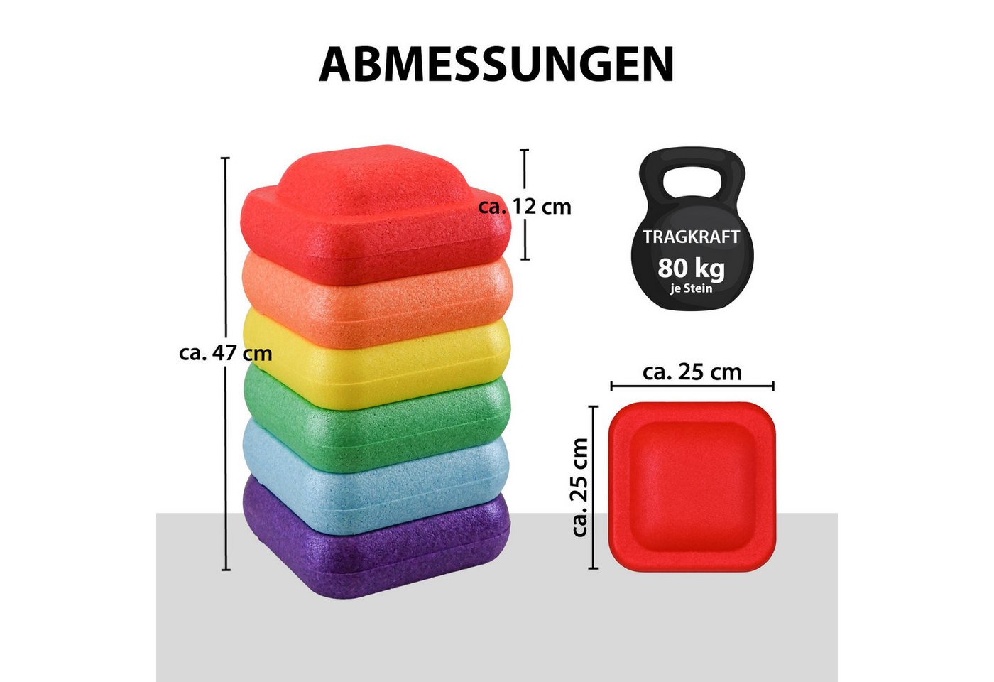 TRUTZHOLM Balanceboard Balancesteine für Kinder 6-tlg. Trittsteine stapelbar & farbenfroh, Trainiert Gleichgewicht, Körperwahrnehmung, Koordination Bild 5
