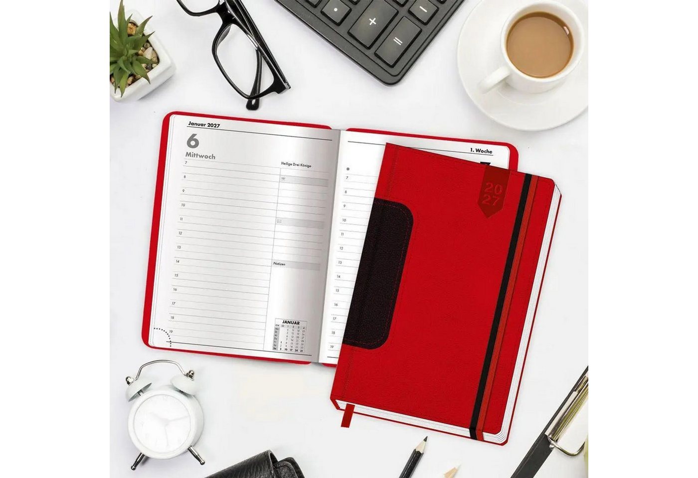 Trötsch Verlag Taschenkalender TRÖTSCH - Buchkalender A5 Rot 2027