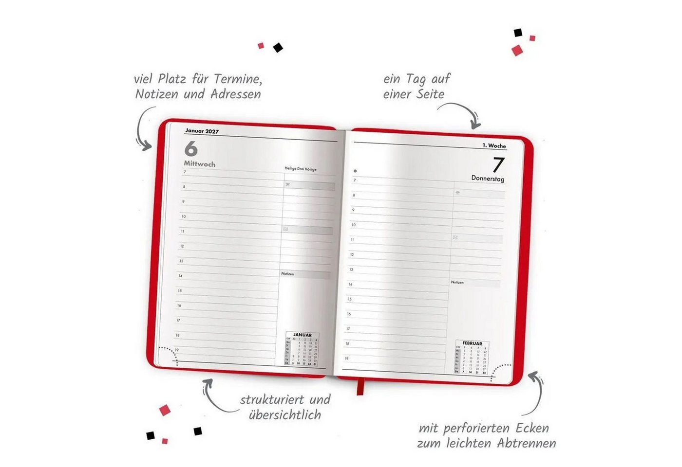 Trötsch Verlag Taschenkalender TRÖTSCH - Buchkalender A5 Rot 2027 Bild 2