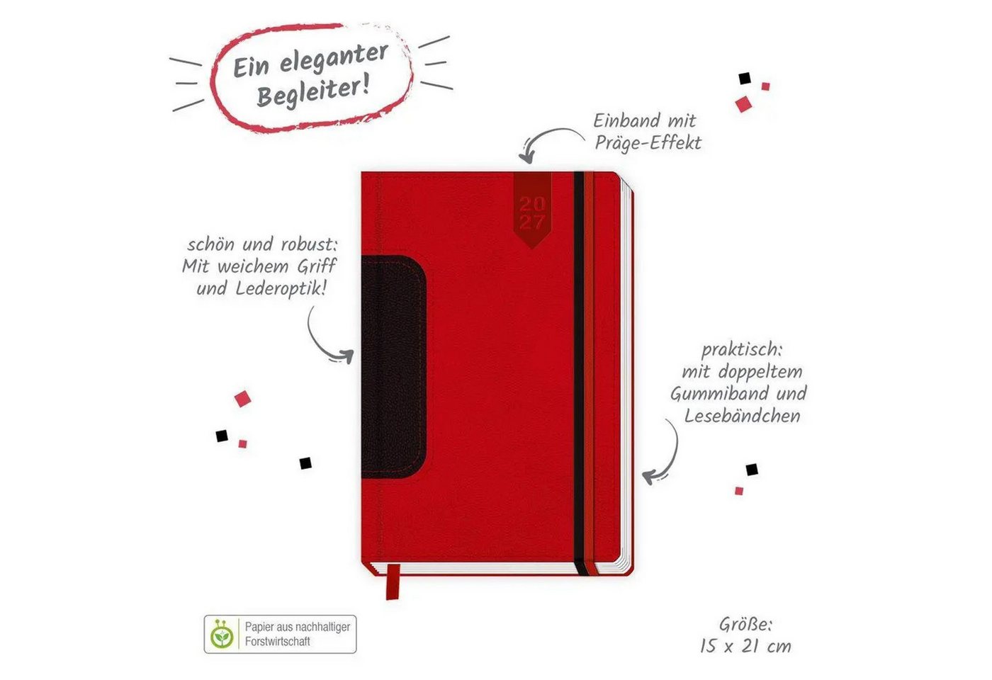 Trötsch Verlag Taschenkalender TRÖTSCH - Buchkalender A5 Rot 2027 Bild 3