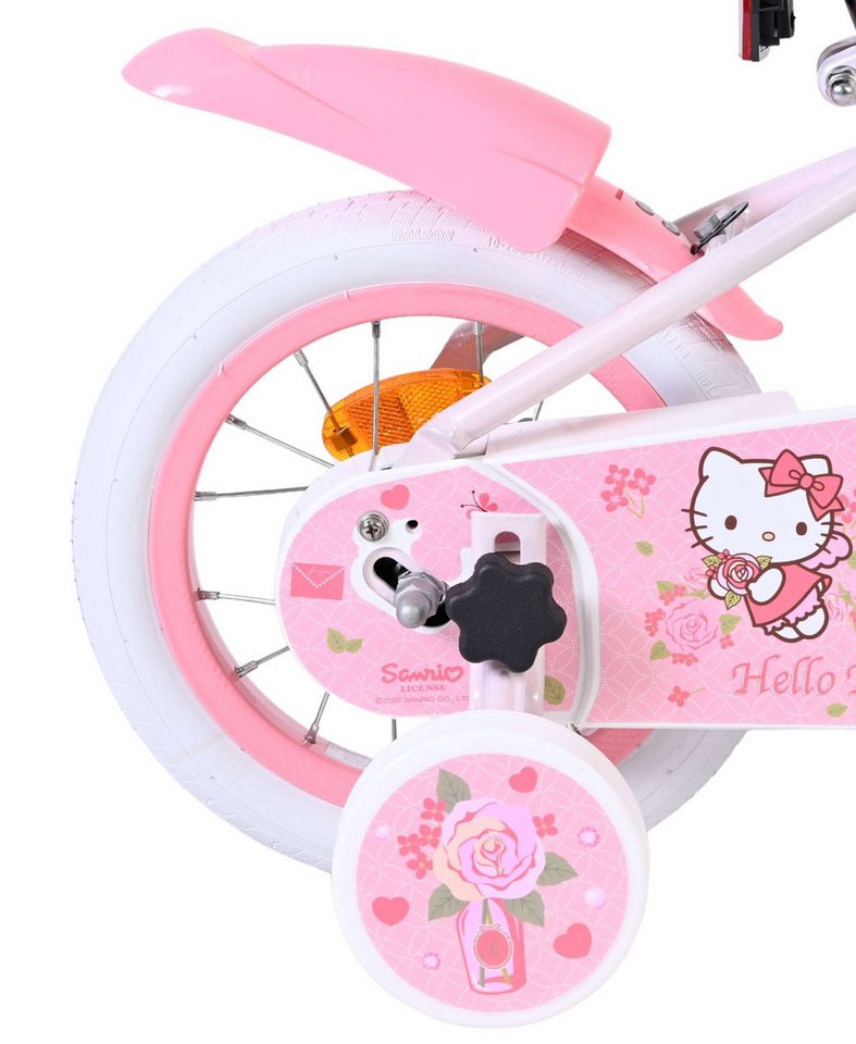 Volare Kinderfahrrad Hello Kitty 12 Zoll für Mädchen in Rosa mit Stützrädern und Korb, Hello Kitty Lizenz, Kinderfahrrad, Mädchenfahrrad, Handbremse Bild 3