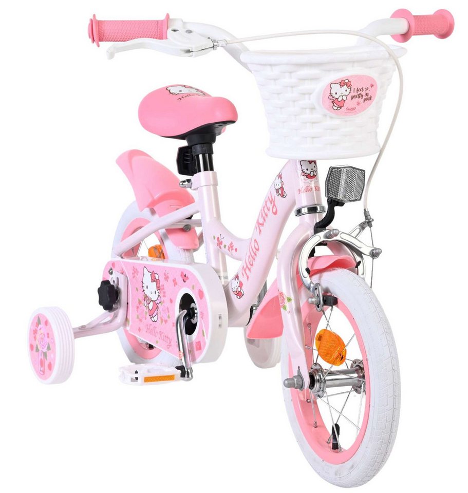 Volare Kinderfahrrad Hello Kitty 12 Zoll für Mädchen in Rosa mit Stützrädern und Korb, Hello Kitty Lizenz, Kinderfahrrad, Mädchenfahrrad, Handbremse Bild 4