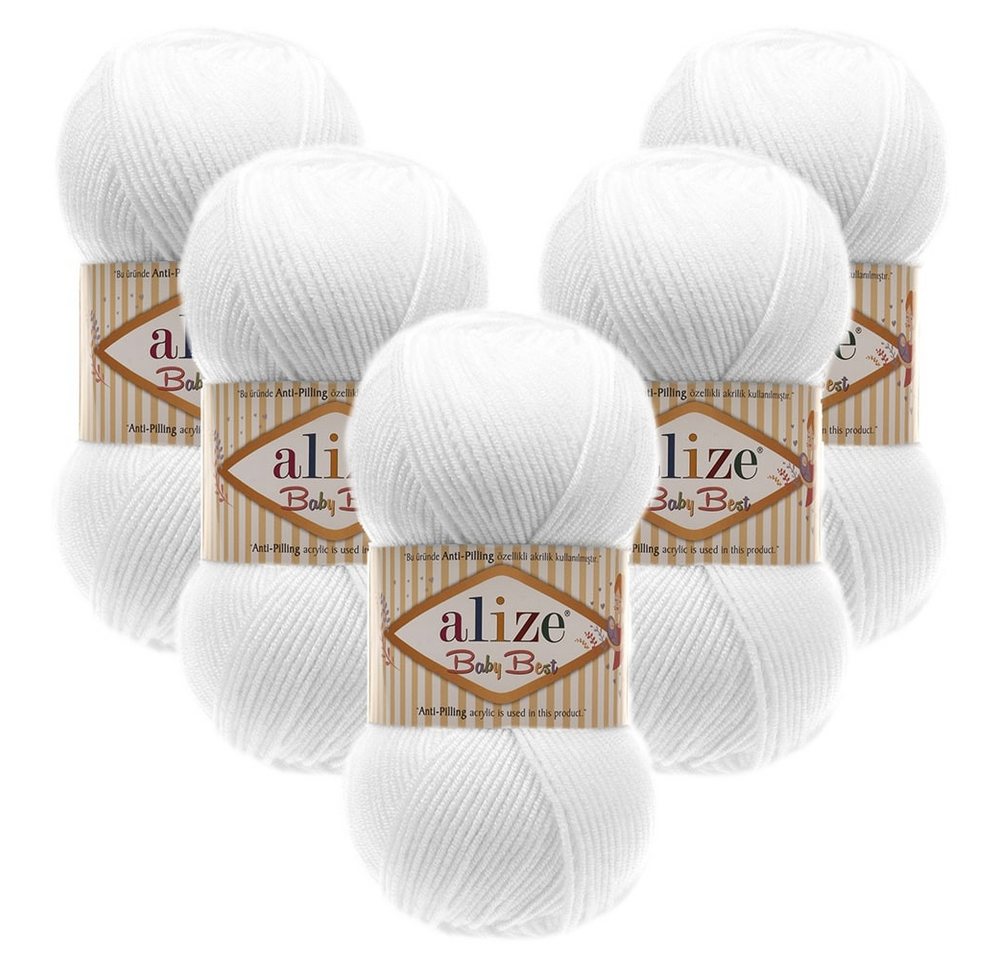 Alize 5 x ALIZE Baby Best 55 White Häkelwolle, 240 m, Babywolle,Viskose,Anti-Pilling,Babygarn Bild 2