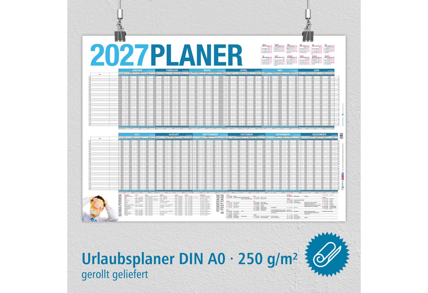 itenga Urlaubsplaner itenga XXL Premium Urlaubsplaner 2027 DIN A0 250g/m² extra groß stabil Bild 3