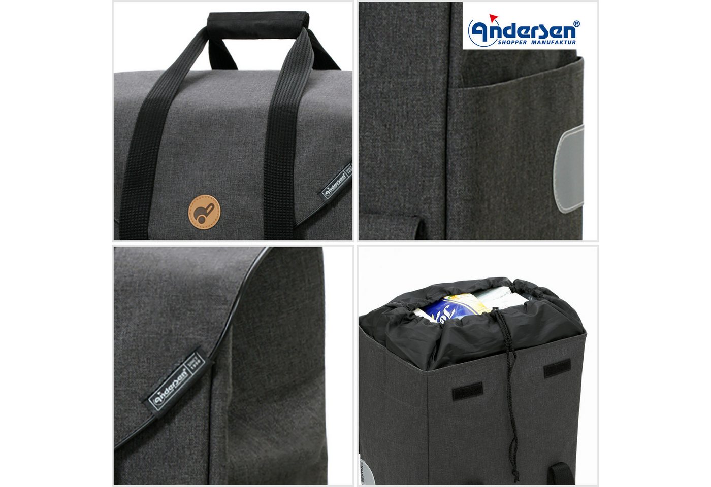 Andersen Einkaufstrolley Tasche Jacob anthrazit, wasserabweisend Bild 2