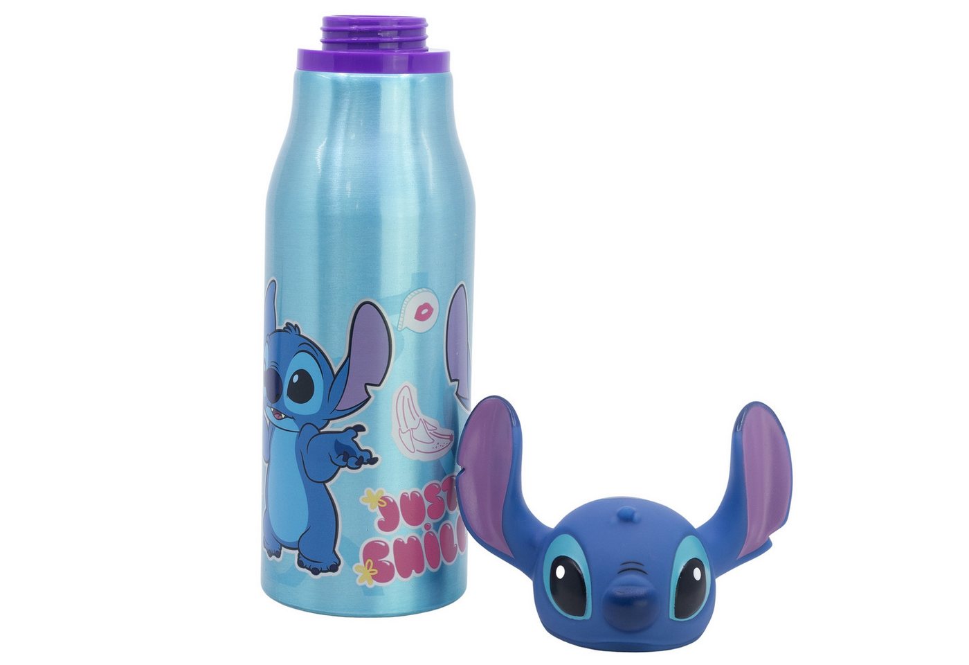Disney Trinkflasche Disney Stitch 3D Kopf Aluminium Wasserflasche Flasche 690 ml