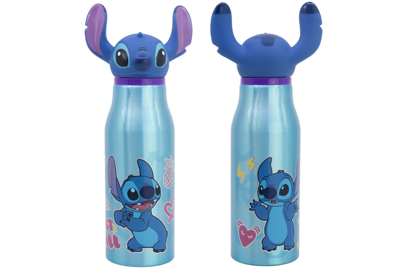 Disney Trinkflasche Disney Stitch 3D Kopf Aluminium Wasserflasche Flasche 690 ml Bild 2