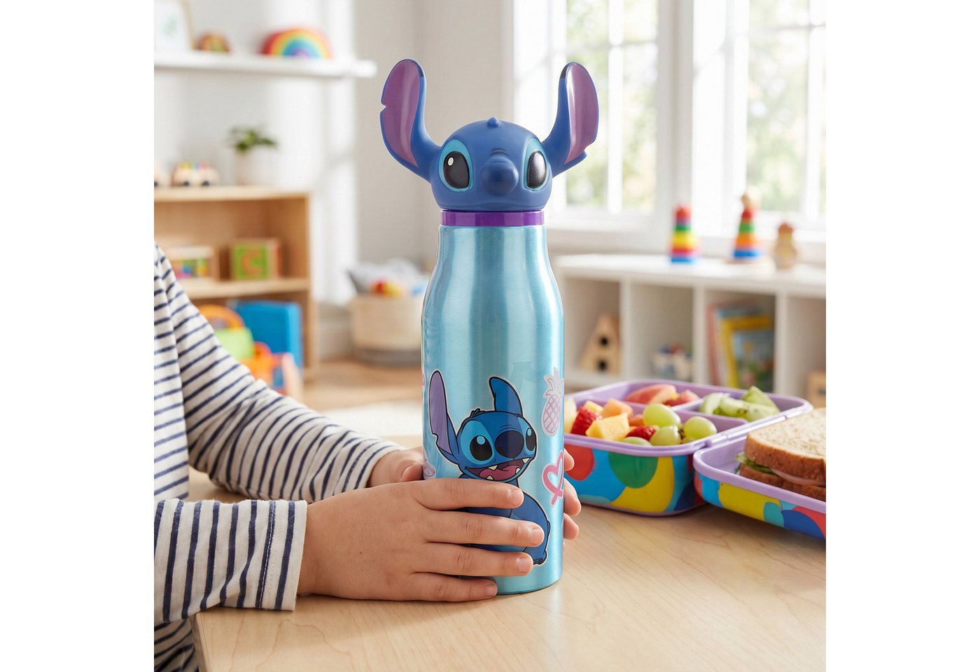 Disney Trinkflasche Disney Stitch 3D Kopf Aluminium Wasserflasche Flasche 690 ml Bild 5