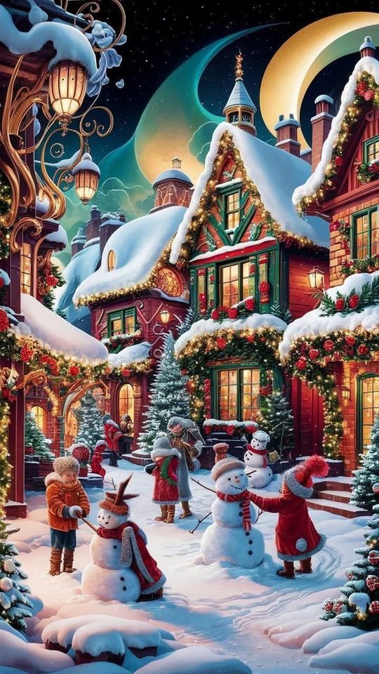 Rötting Design Malen nach Zahlen Diamond Painting Set 5D DIY Motiv weihnachtliche Winterkulisse (Komplett-Set), Diamond Painting Vollbild, Lieferung enthält alle Utensilien