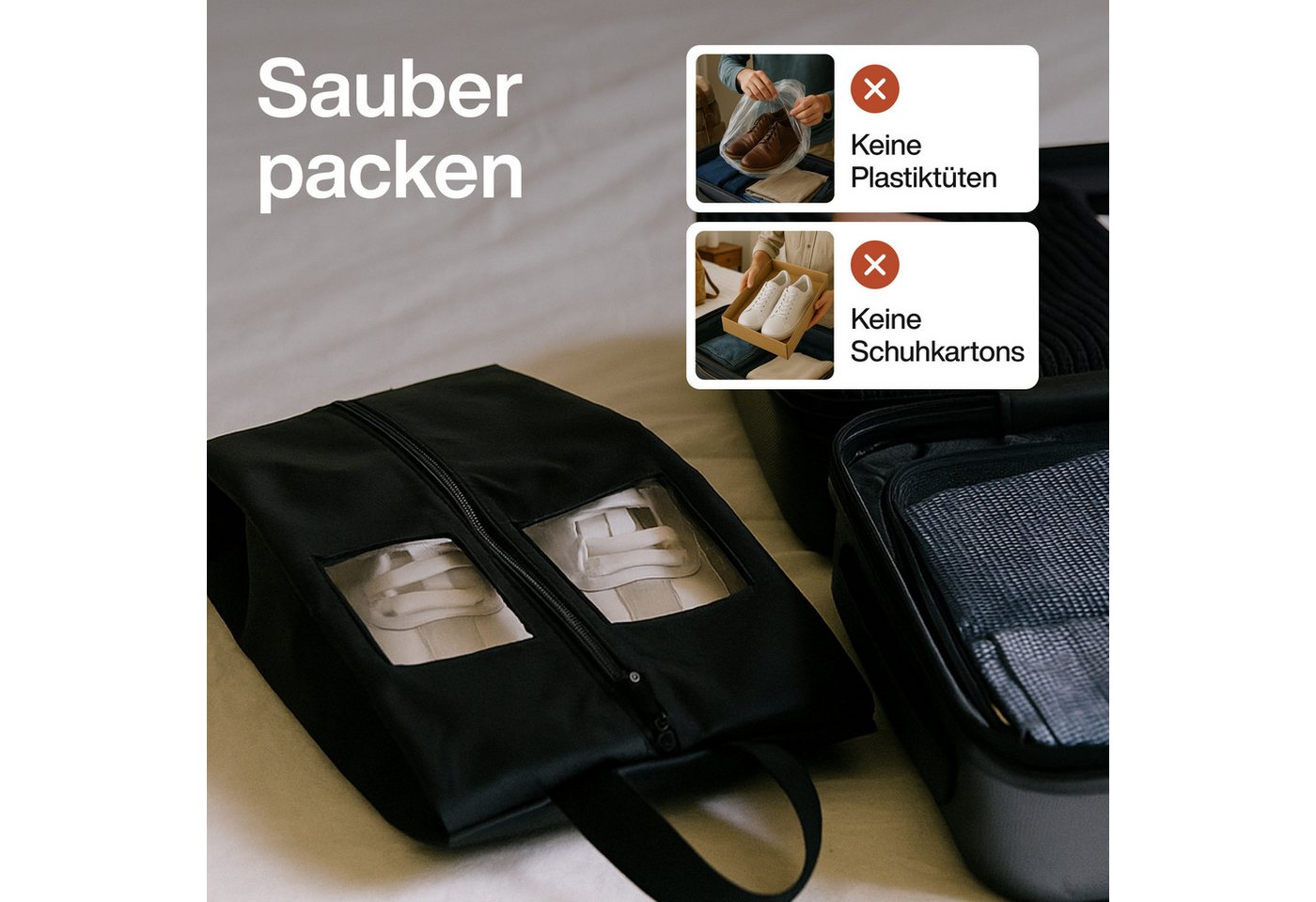 TRAVEL DUDE Kofferorganizer Schuhtaschen 2er Set (2er Set, 2er Set), Wasserabweisend Bild 2
