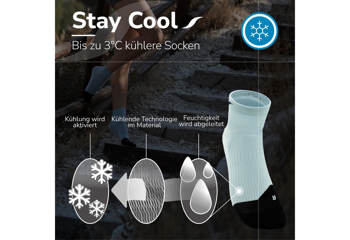 SAFERSOX Wandersocken Trekking kurz (Ankle) (Set, 3-Paar) kühlend, geruchshemmend, atmungsaktiv, Made in EU Bild 5