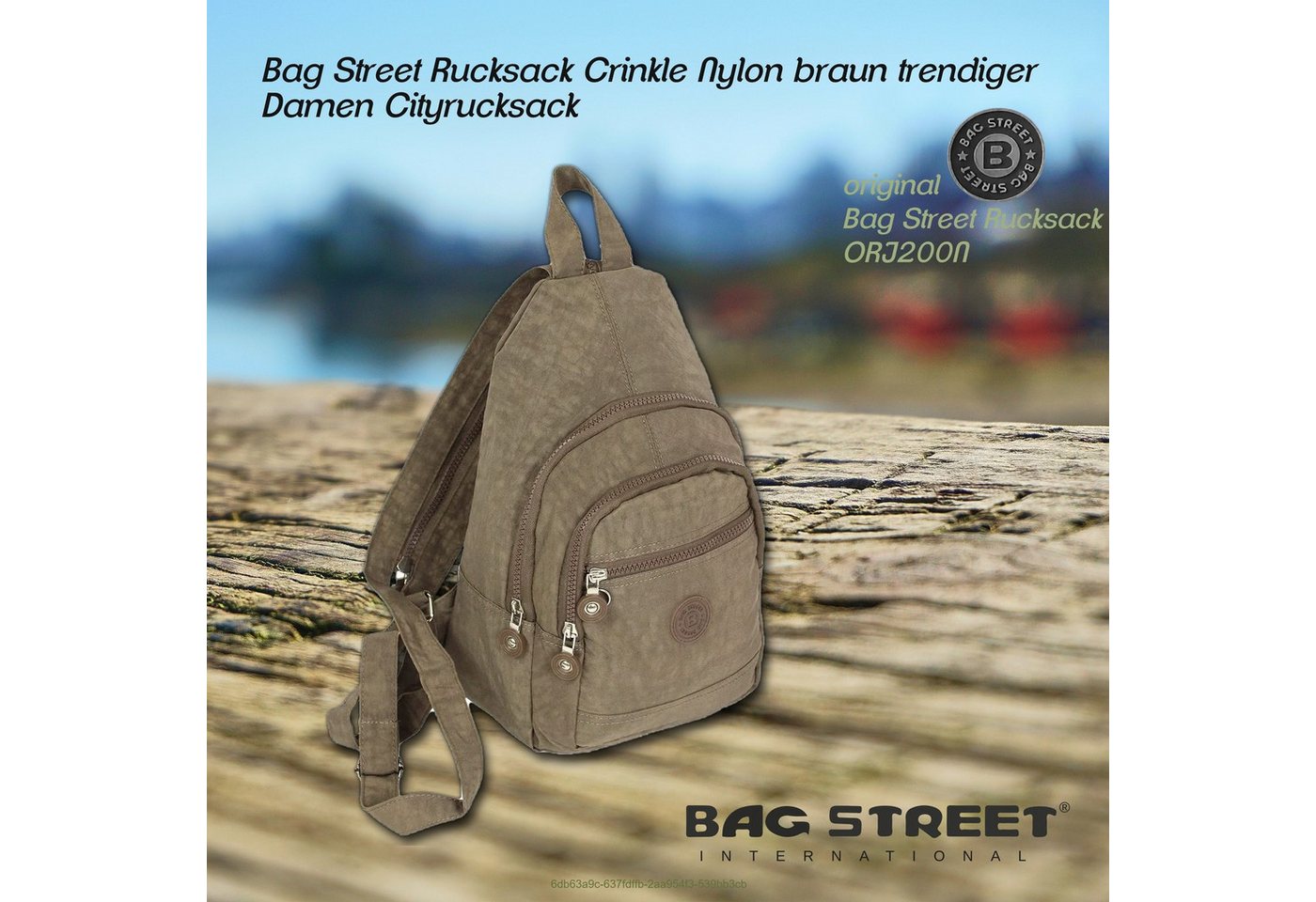 BAG STREET Freizeitrucksack Bag Street Cityrucksack braun crinkle, Damen, Jugend Cityrucksack, Freizeitrucksack Nylon, braun ca 35cm hoch