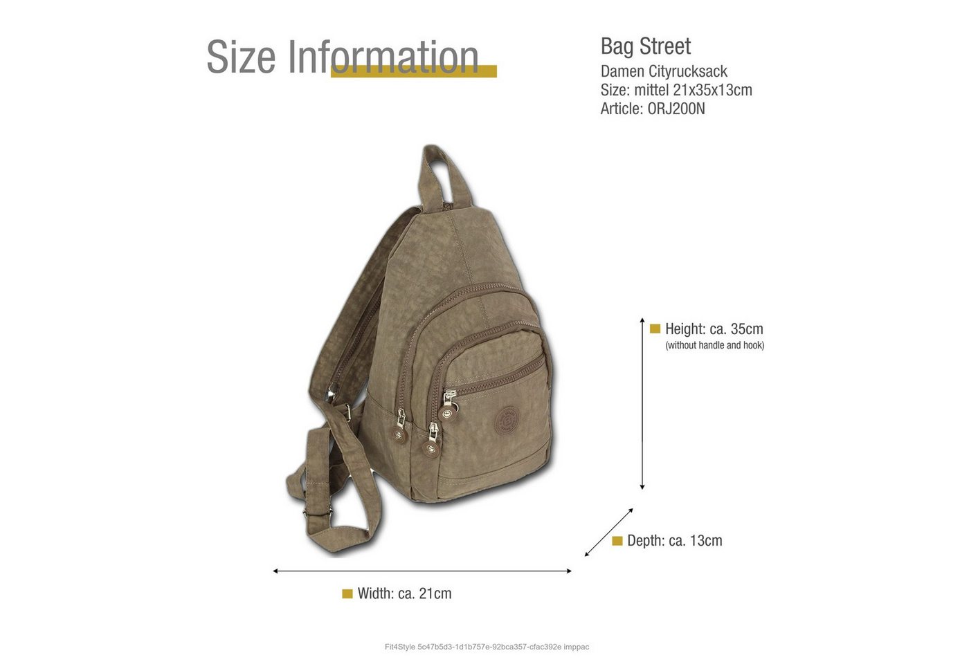 BAG STREET Freizeitrucksack Bag Street Cityrucksack braun crinkle, Damen, Jugend Cityrucksack, Freizeitrucksack Nylon, braun ca 35cm hoch Bild 3
