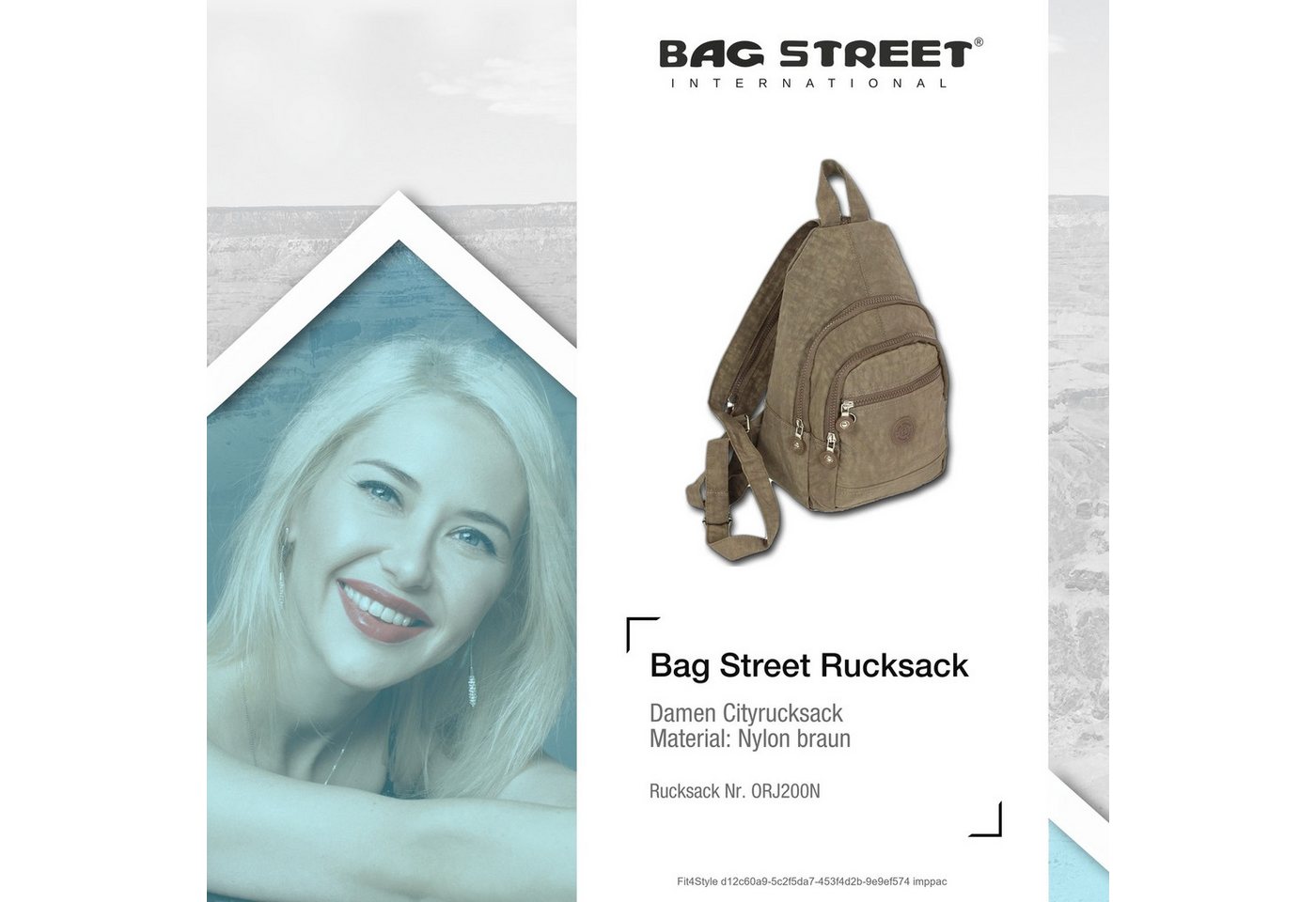 BAG STREET Freizeitrucksack Bag Street Cityrucksack braun crinkle, Damen, Jugend Cityrucksack, Freizeitrucksack Nylon, braun ca 35cm hoch Bild 4