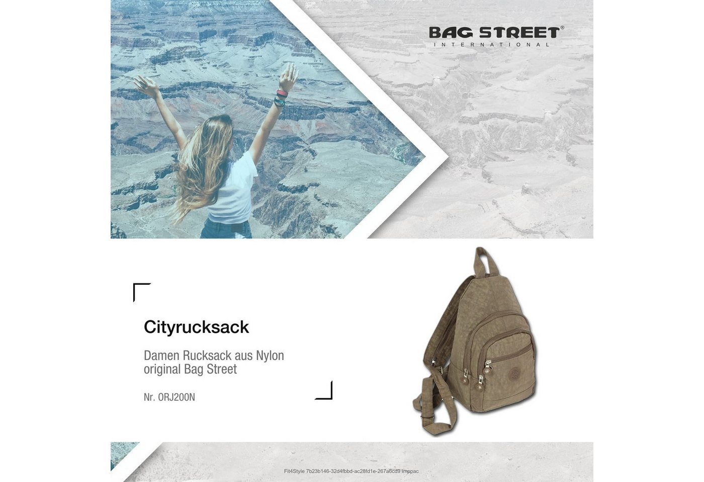 BAG STREET Freizeitrucksack Bag Street Cityrucksack braun crinkle, Damen, Jugend Cityrucksack, Freizeitrucksack Nylon, braun ca 35cm hoch Bild 5