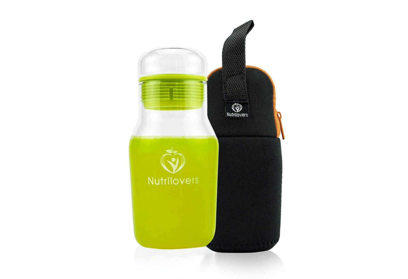 Nutrilovers Trinkflasche Glas Trinkflasche - Robust & Sicher - Für Sport & Büro, Borosilikatglas-Trinkflasche mit schützendem Sleeve Bild 4