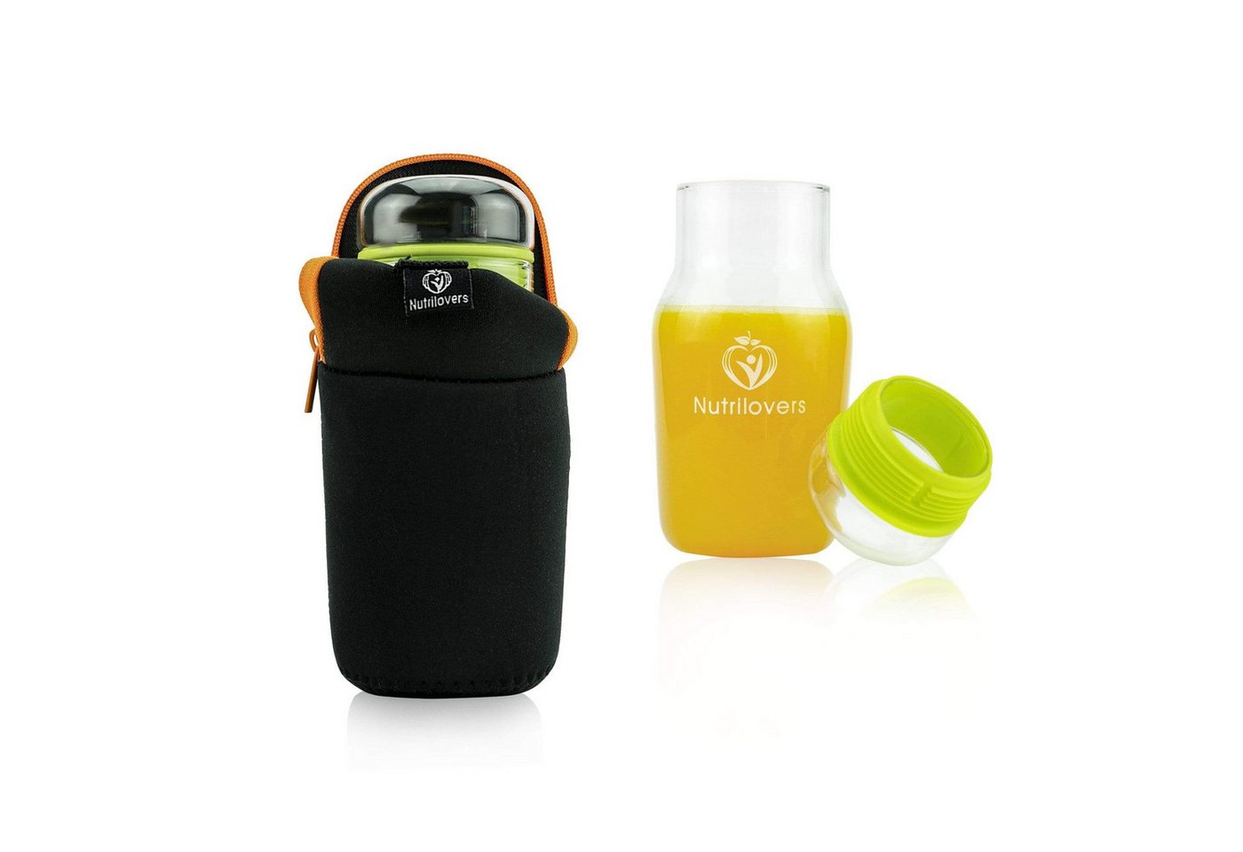 Nutrilovers Trinkflasche Glas Trinkflasche - Robust & Sicher - Für Sport & Büro, Borosilikatglas-Trinkflasche mit schützendem Sleeve Bild 5