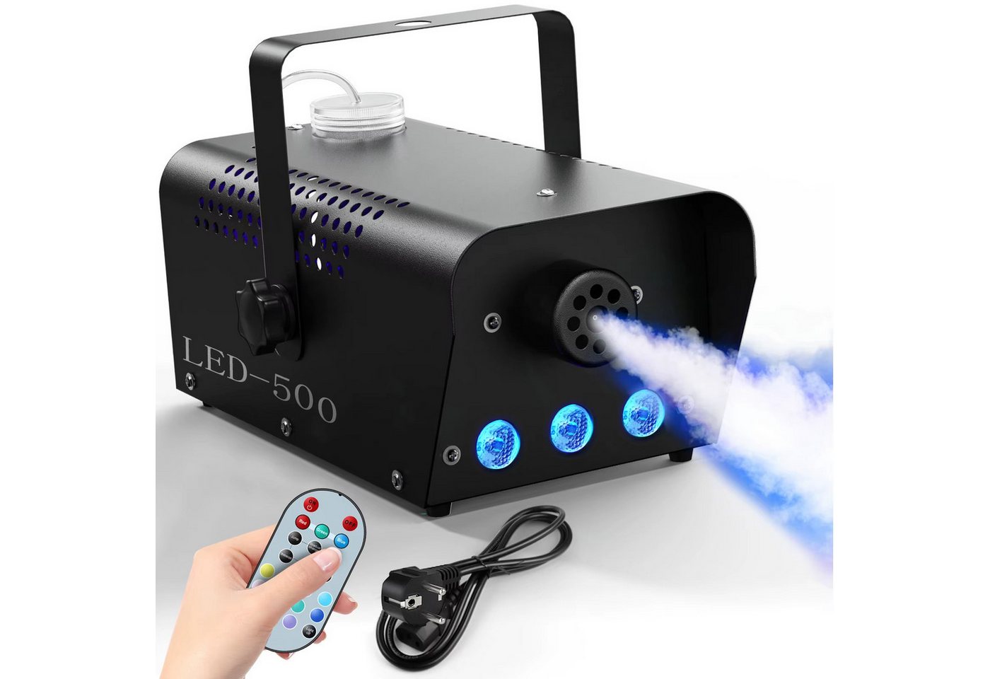 Athlix LED Studiobeleuchtung Nebelmaschine RGB 3 LED mit Fernbedienung für DJ Nebel Maschine, Ideal für Partys, Veranstaltungen, Bühnen