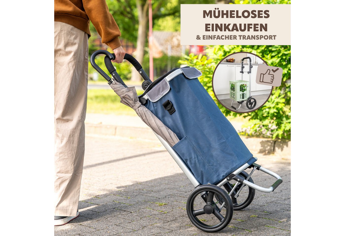 bremermann Einkaufstrolley Einkaufstrolley JEEBEL, Einkaufswagen mit abnehmbarer Tasche, blau