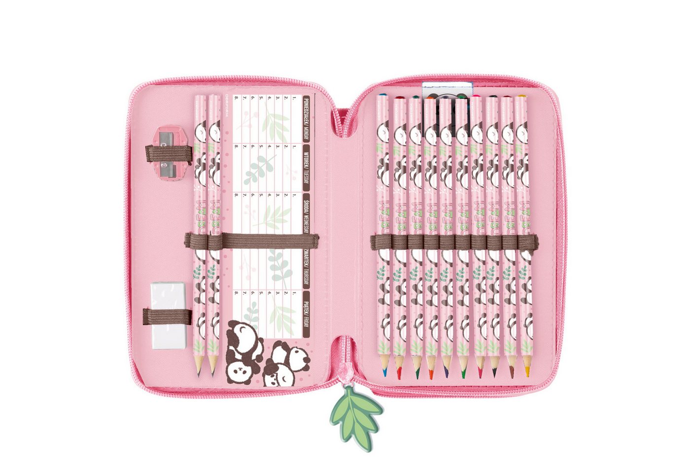 DERFORM Schulranzen Panda 5 tlg. Set - Tornister Federtasche Turnbeutel Brotdose (5-tlg), Pandabär Bild 5