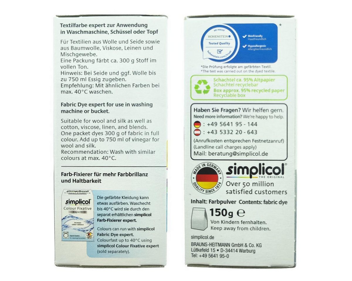 HEITMANN Textilfarbe Textilfarbe Expert Mohn-Rot 150g - Stofffärbemittel für Textilien, Farberneuerung Farbauffrischung Batik Textilfärbemittel
