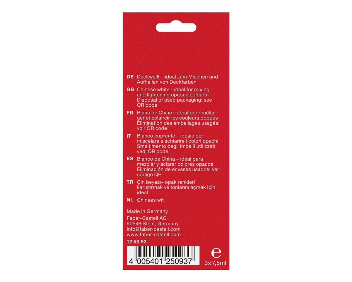 Faber-Castell Malpalette, 3 Tuben Deckweiß à 7,5 ml