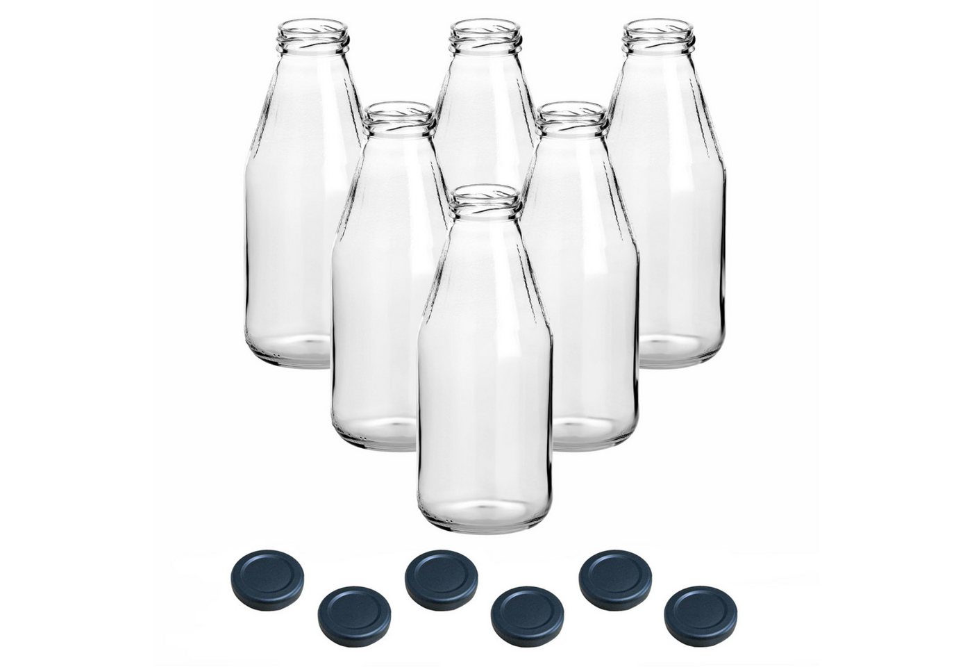 gouveo Trinkflasche Saftflaschen 500 ml mit Schraub-Deckel - Kleine Flasche 0,5 l, 6er Set, schwarz Bild 2