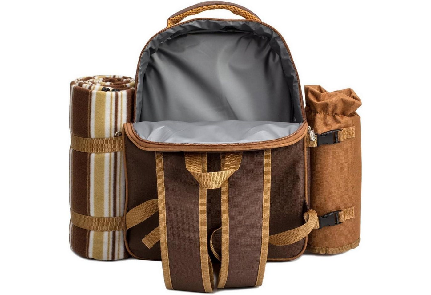 LuxusKollektion Picknickrucksack Picknickrucksack 4 Personen Thermotasche Decke Camping Braun 4 Bild 3