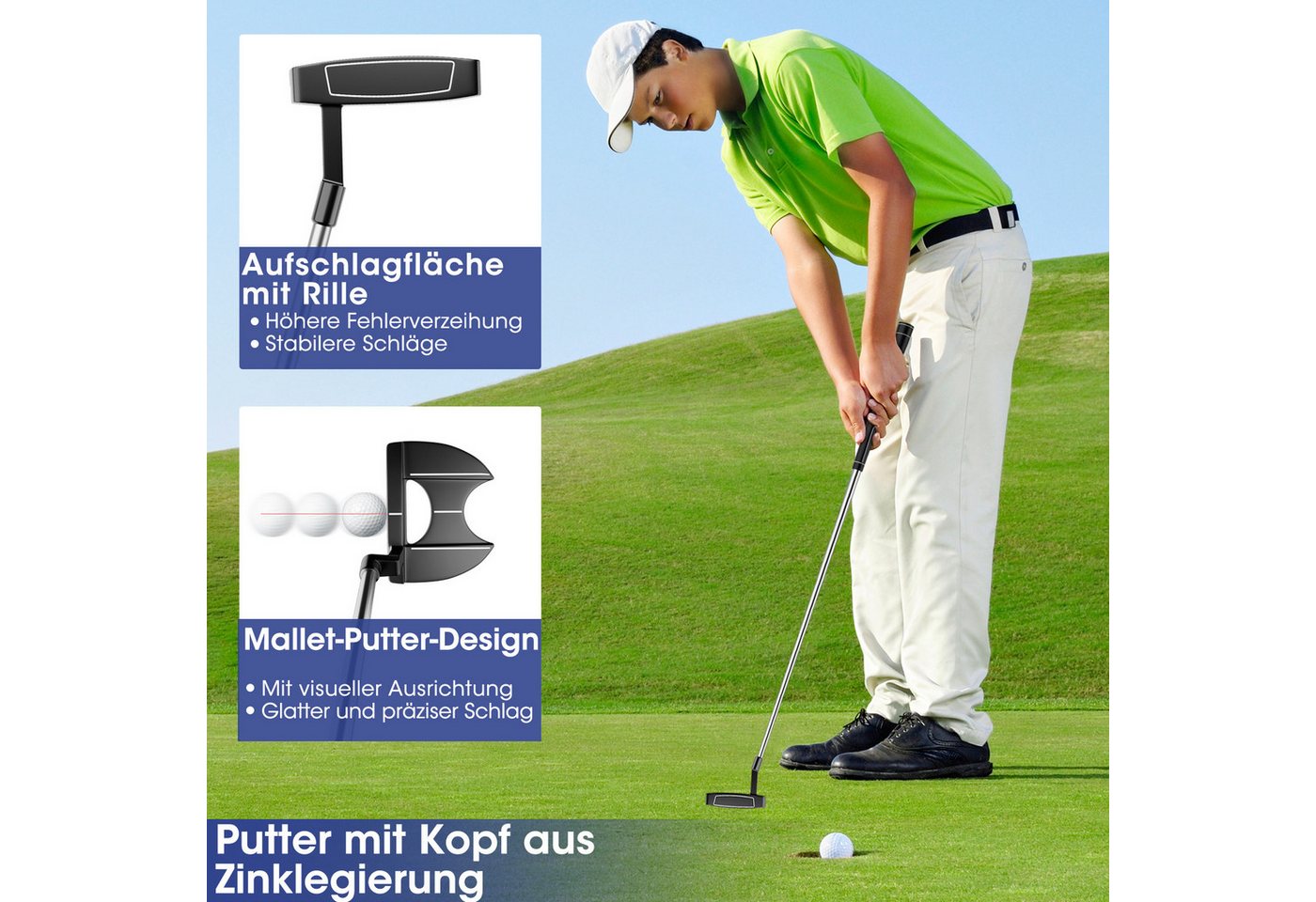 COSTWAY Golfschläger + Golfbag, 9-tlg., Golfschläger Komplettset für rechtshändig, Herren Bild 2