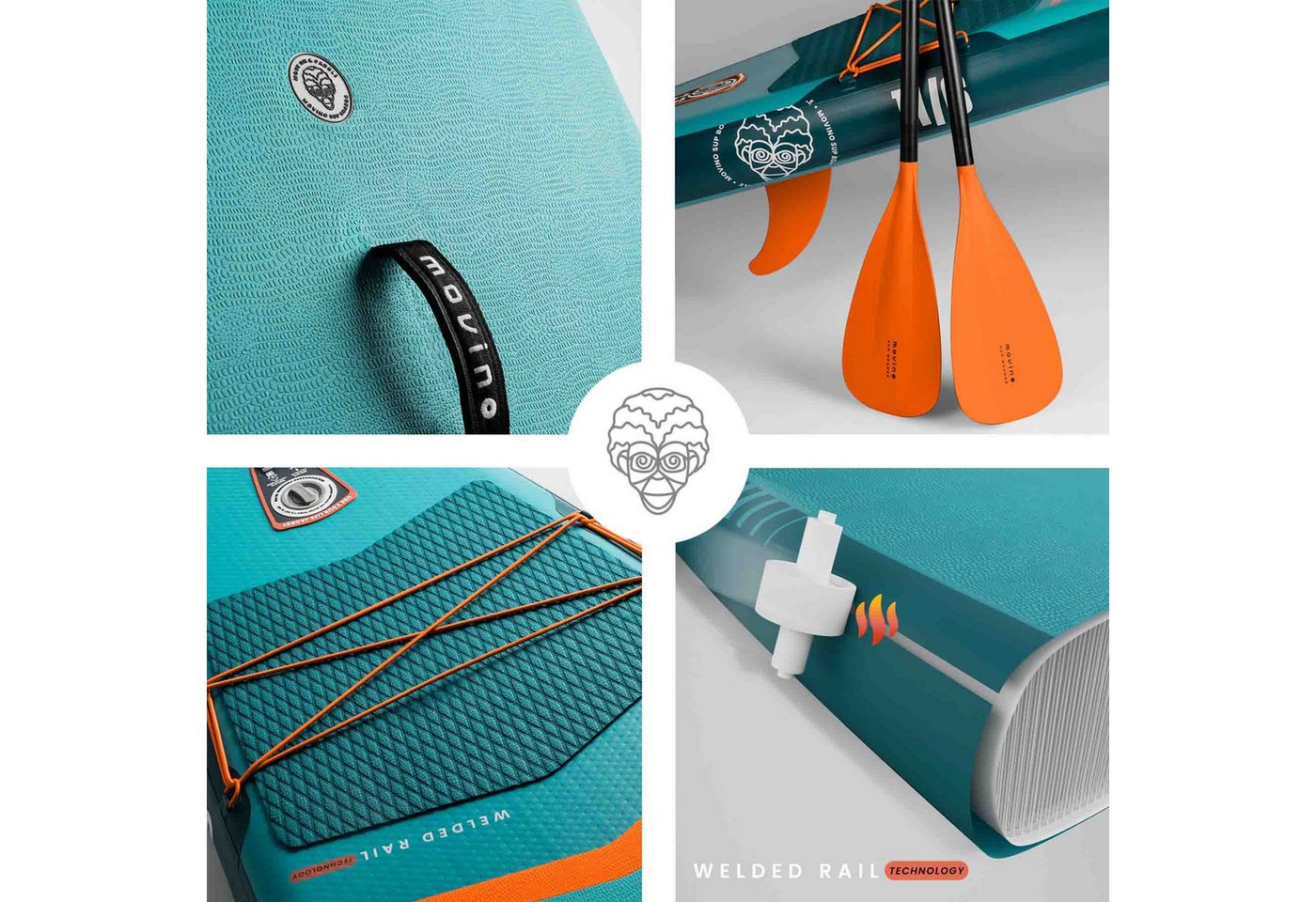 Movino SUP-Board MOVINO ADRIA 2in1 Set verschweißte Kanten Tragkraft 165kg, Allround