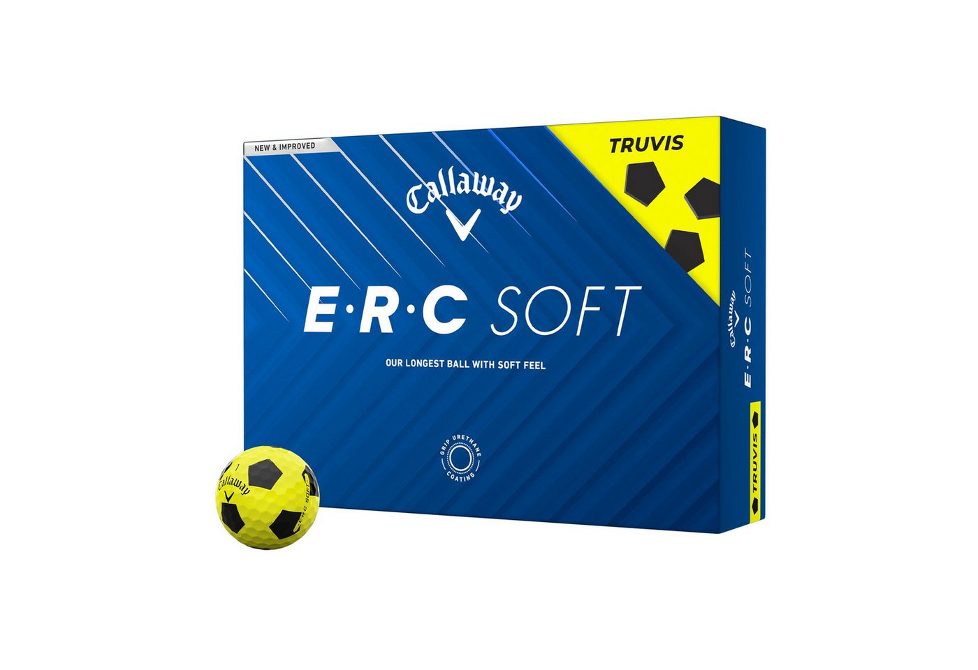 Callaway Golfball Callaway E.R.C. Soft Truvis Yellow Golfbälle – Maximale Länge, weiches, maximale Länge, weiches Gefühl und zuverlässige Kontrolle