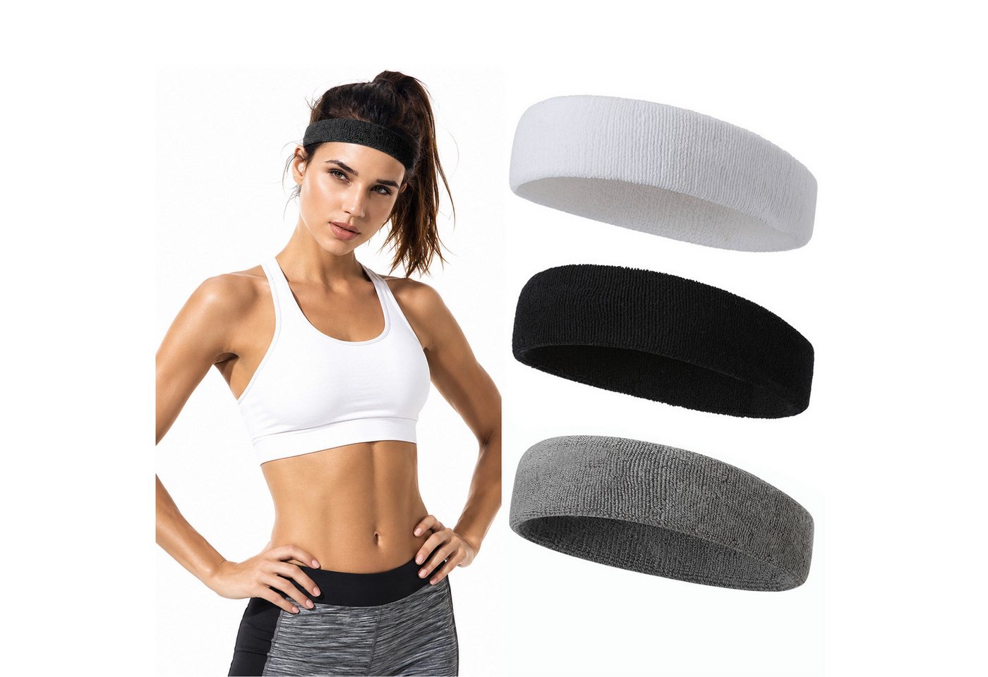 Mutig Schweißband 3 STÜCKE Schweißband Stirnband Männer & Frauen Sport Schweißband, Kopfband Sport für Fitness Fußball Tennis Gymnastik Basketball