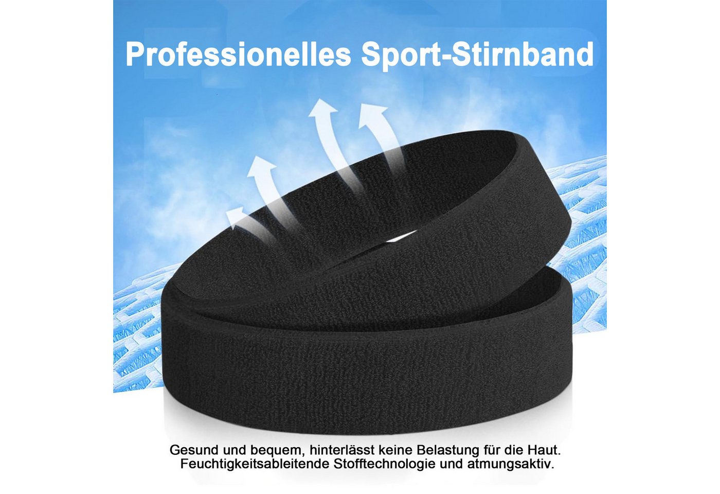 Mutig Schweißband 3 STÜCKE Schweißband Stirnband Männer & Frauen Sport Schweißband, Kopfband Sport für Fitness Fußball Tennis Gymnastik Basketball Bild 2