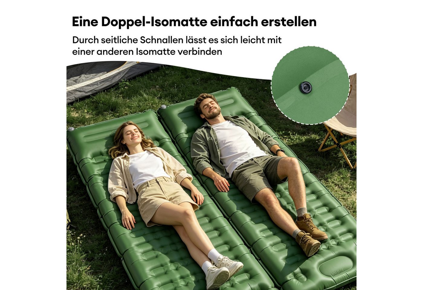 CkeyiN Isomatte Selbstaufblasende Campingmatte für Camping/Outdoor 185*60*10cm, (2-tlg), (für 1 Personen, 1-tlg), Campingmatratze Ultraleicht mit Kissen